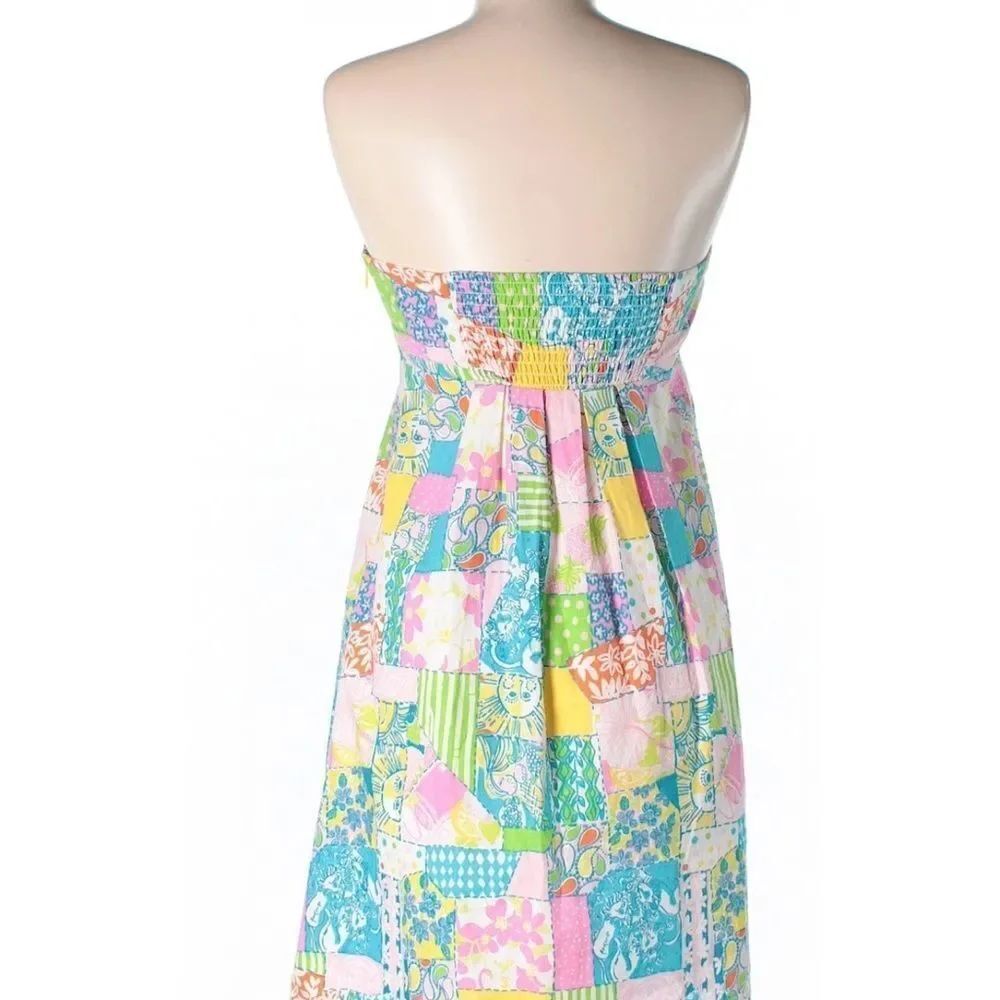 Lilly Pulitzer Gynneth Loco Patch Strapless Patchwork Dress Size 2 - Picture 2 of 9